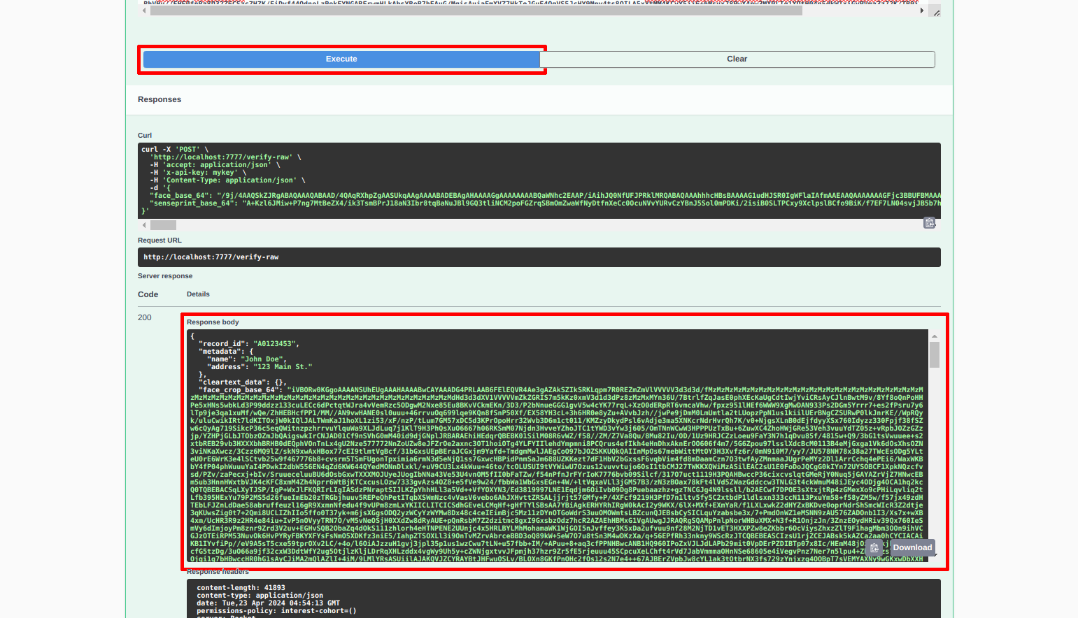 The metadata extracted after decryption