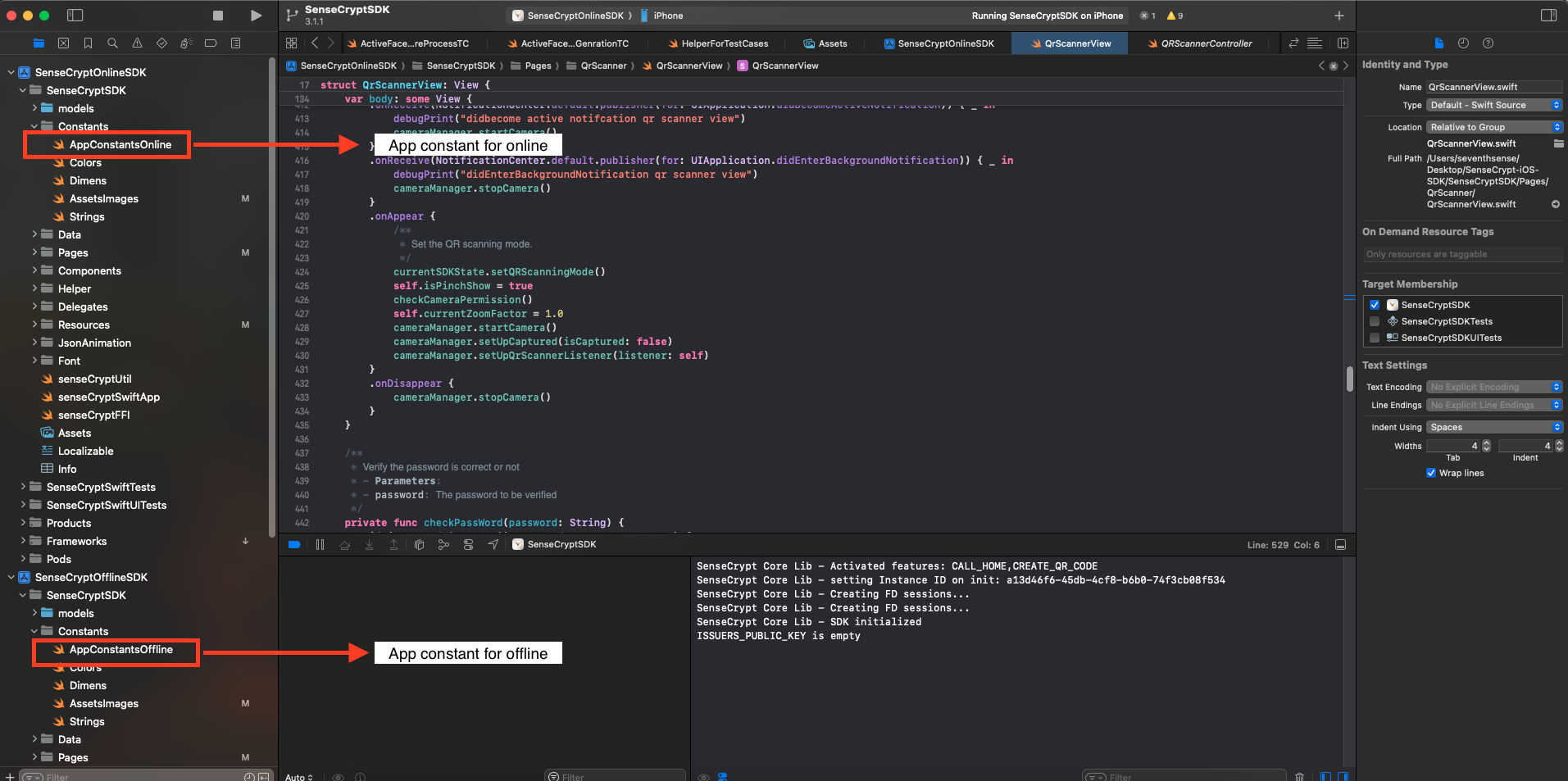 Location of the Constants files in Xcode