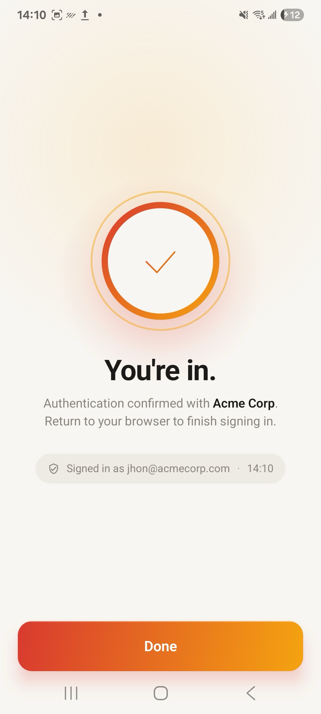 SenseCrypt sign-in on a phone