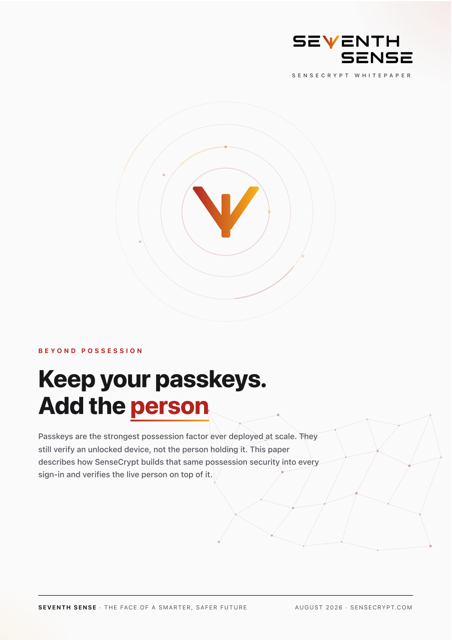 Cover of the SenseCrypt whitepaper Keep your passkeys. Add the person